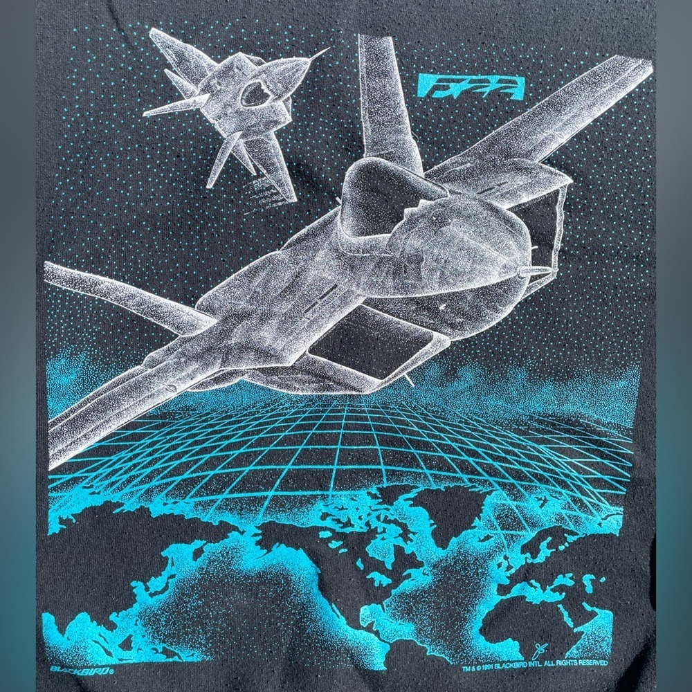 F22 Blackbird Jet Vtg 1991 Jerzees Crewneck Sweatshirt Men’s Size (XL Fits M) - Picture 6 of 7